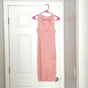 Pink V-neck Bodycon Dress